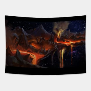 Edge of the world - Volcano, lava and fire in space Tapestry