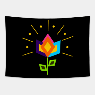 Geometric Blooming Flowers Tapestry