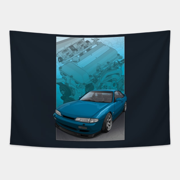 S14 zenki with SR20 background. Tapestry by ArtyMotive