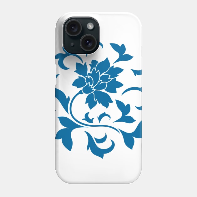 Oriental Flower – Snorkel Blue – Circular Phone Case by DesignEnrich