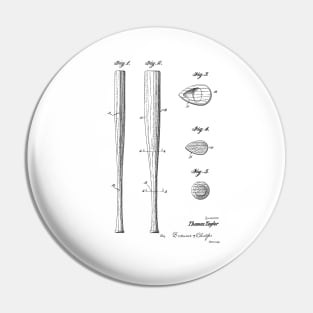 Baseball Bat Vintage Patent Hand Drawing Pin