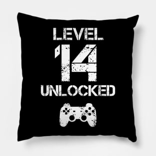 Level 14 Unlocked T-Shirt - 14th Birthday Gift Pillow