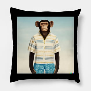 Monkey with Human Clothing Design Funky and colorful Pillow