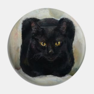 Black square cat Pin