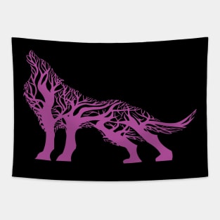 Wolf tree blend cute cool colorful Tapestry