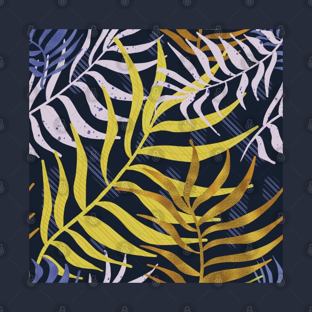 Blue Tropical Leaves Pattern by Suneldesigns