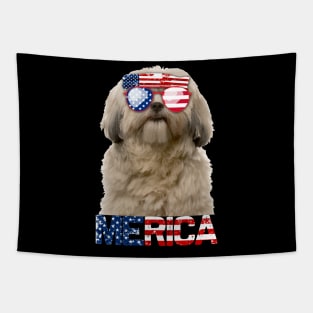 Merica Shih Tzu Dog American Flag 4Th Of July Tapestry