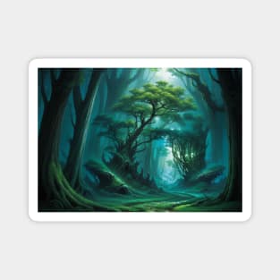 Enchanted Forest with Mysterious Plants Magnet