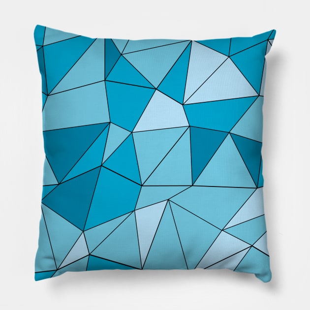 Blue Abstract Polygon Pattern Pillow by Brobocop