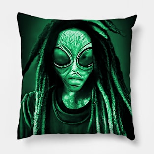 Funny Dreadlock Alien Invader Sci-fi Space Planet X Pillow