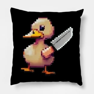 Pixel Art Duck and Knife Pillow