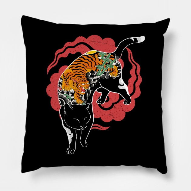 tiger tattoo cat Pillow by redwane