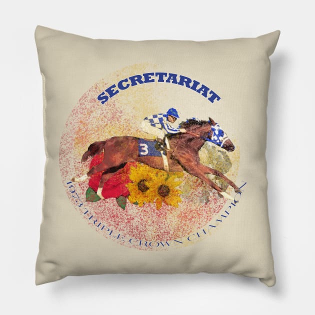 Secretariat - 1973 Triple Crown Champion Pillow by Ginny Luttrell