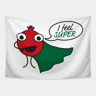 Super Pomegranate Funny Cartoon Illustration Tapestry