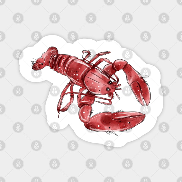 Crawfish .Watercolor illustration Magnet by HJstudioDesigns