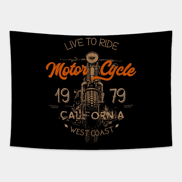 Live To Ride Motorcycle lifestyle california west coast vintage Tapestry by SpaceWiz95