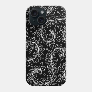 Lacy Leaves Black and White Phone Case