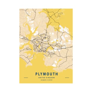 Plymouth - United Kingdom Yellow City Map T-Shirt