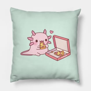 Cute Axolotl Loves Eating Pizza Pillow