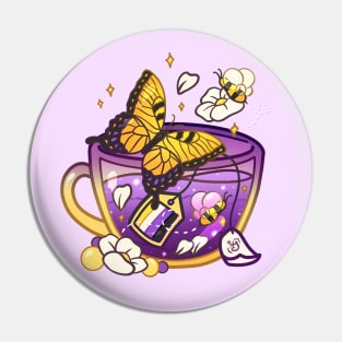 Pride Flag Teacups - Butterfly Non-Binary Pin