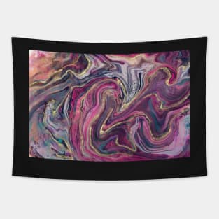 Pink Grey and Gold Abstract fluid Art Tapestry