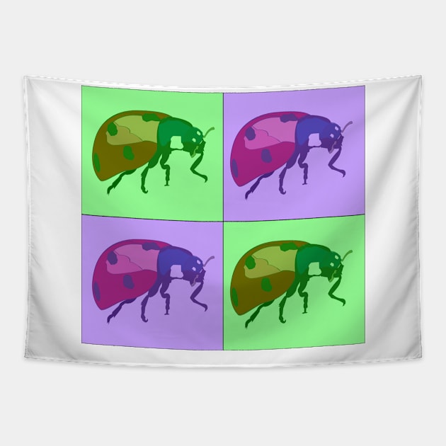 Ladybug Pop Art - Purple and Green Tapestry by Design Garden