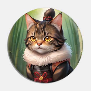 A cute samurai tabby cat Pin