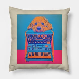 Goldendoodle Dog on Music Instrument Pop Art Pillow