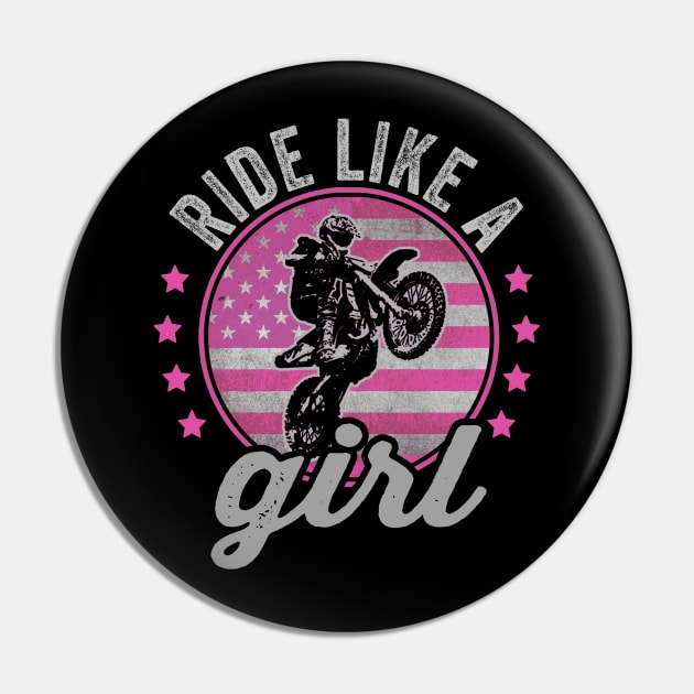 Ride Like A Girl Funny Dirt Biking Girl Dirt Bike Rider Pin by Visual Vibes