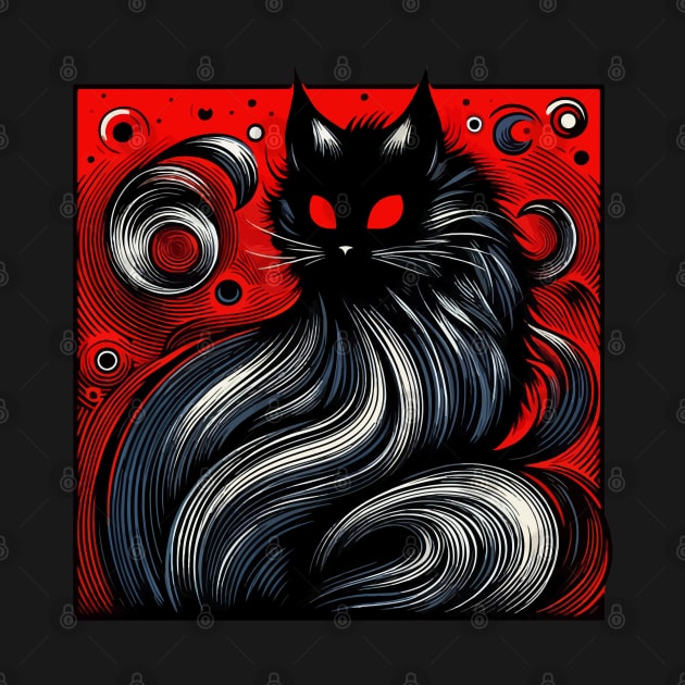 Funny Abstract Art Black Cat Demon by TomFrontierArt