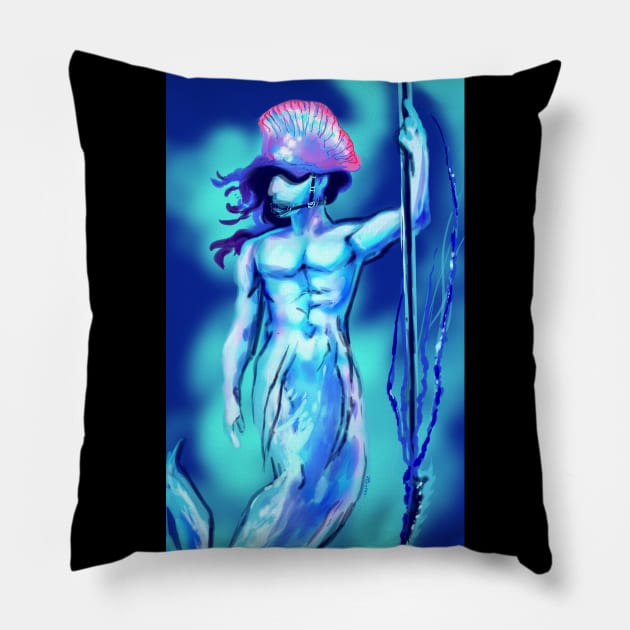 Man o War Jellyfish Merman for MerMay warrior aries spear tentacles spines Pillow by sandpaperdaisy