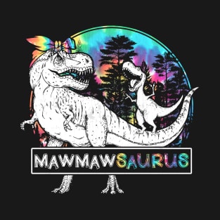 Mawmaw Saurus Funny Dino Tie Dye Bandana Mother's Day T-Shirt