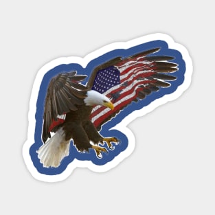 AMERICAN BALD EAGLE FLYING WITH FLAG WINGS Magnet