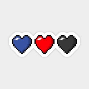 Row of Three Polyamory Pride Flag Pixel Hearts Magnet