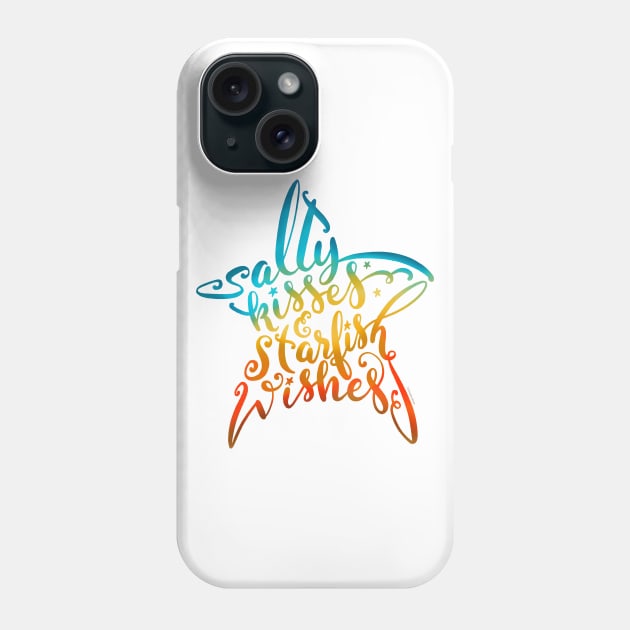 Salty Kisses & Starfish Wishes Hand Lettered Beach Design Phone Case by DoubleBrush