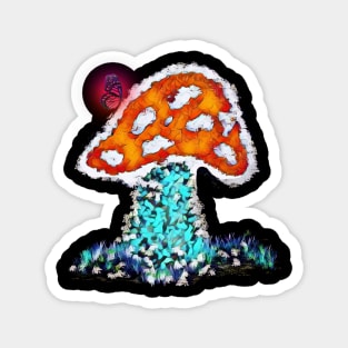 Mushroom and Butterfly Magnet