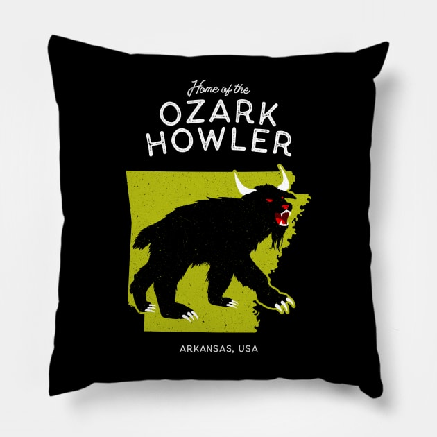 Home of the Ozark Howler - Arkansas, USA Cryptid Pillow by Strangeology