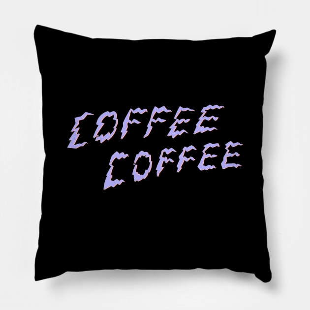 Coffee Coffee Shaky Death Rattle - Pale Violet & Melon Pink Pillow by Huge Potato