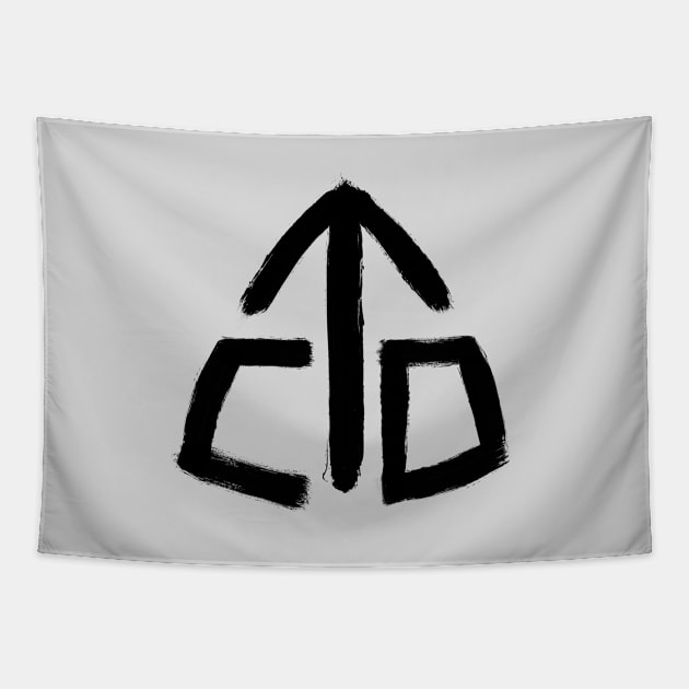 Continental Divide Trail Blaze Marker Symbol Painted Black Thru-Hiking Tapestry by astralprints