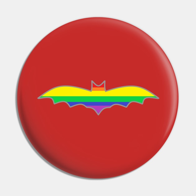 Gay/Rainbow Pride Flag: Halloween Bat Pin by DisneyFanatic23