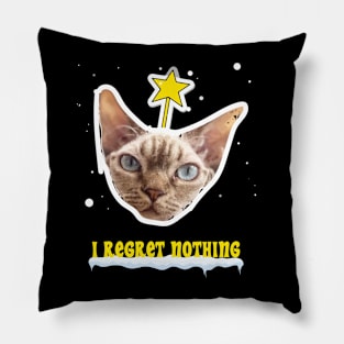 I Regret Nothing Cat Christmas Design Pillow