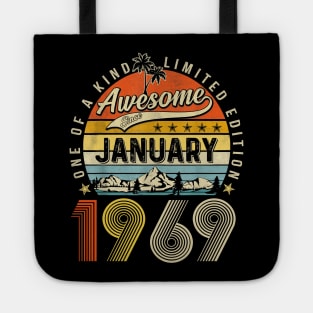 Awesome Since January 1969 Vintage 54th Birthday Tote