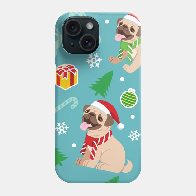 Pug Xmas Phone Case by queensandkings