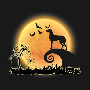 Great Dane Dog And Moon Funny Gift Scary Halloween Costume T-Shirt