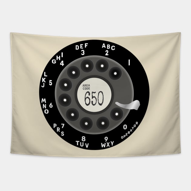 Rotary Dial Phone San Francisco Bay Area 650 Area Code T-Shirt Tapestry by Lyrical Parser
