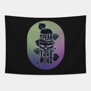 Speak Your Mind Skull Sticker Tapestry