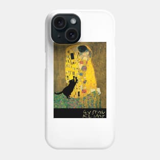 klimt&#39;s the kiss with cat added Phone Case