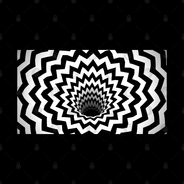 Optical Illusion Black Hole Zig Zag Chevron (Black/White) by BJORLIE