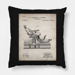 Dental Chair Patent - Dentist Dentists Office Art - Antique Pillow