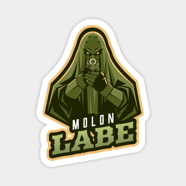 Wizard's Pointing A Gun | Molon Labe Magnet by Mega Tee Store